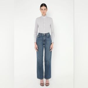 Celine by Hedi Slimane 2019 Ruffled Striped Shirt Size 42 Europe